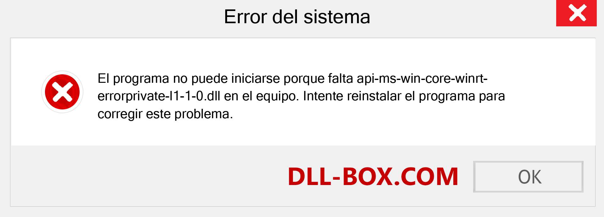 ¿Falta el archivo api-ms-win-core-winrt-errorprivate-l1-1-0.dll ?. Descargar para Windows 7, 8, 10 - Corregir api-ms-win-core-winrt-errorprivate-l1-1-0 dll Missing Error en Windows, fotos, imágenes